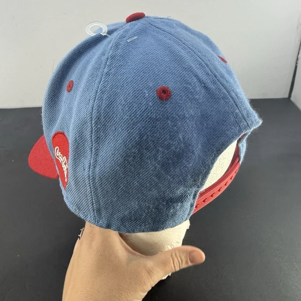 COCA COLA Japan Sky Blue Red Logo Snapback Hat Cap Embroidered
